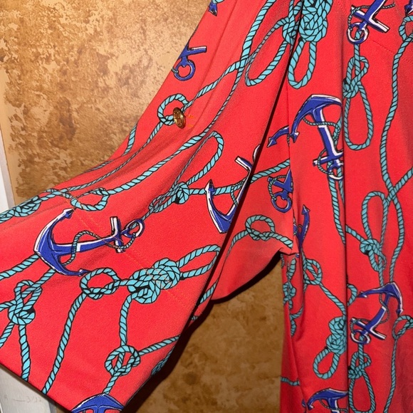 Tracy Negoshian Anchor Orange and Blue Mini Dress - Picture 3 of 6